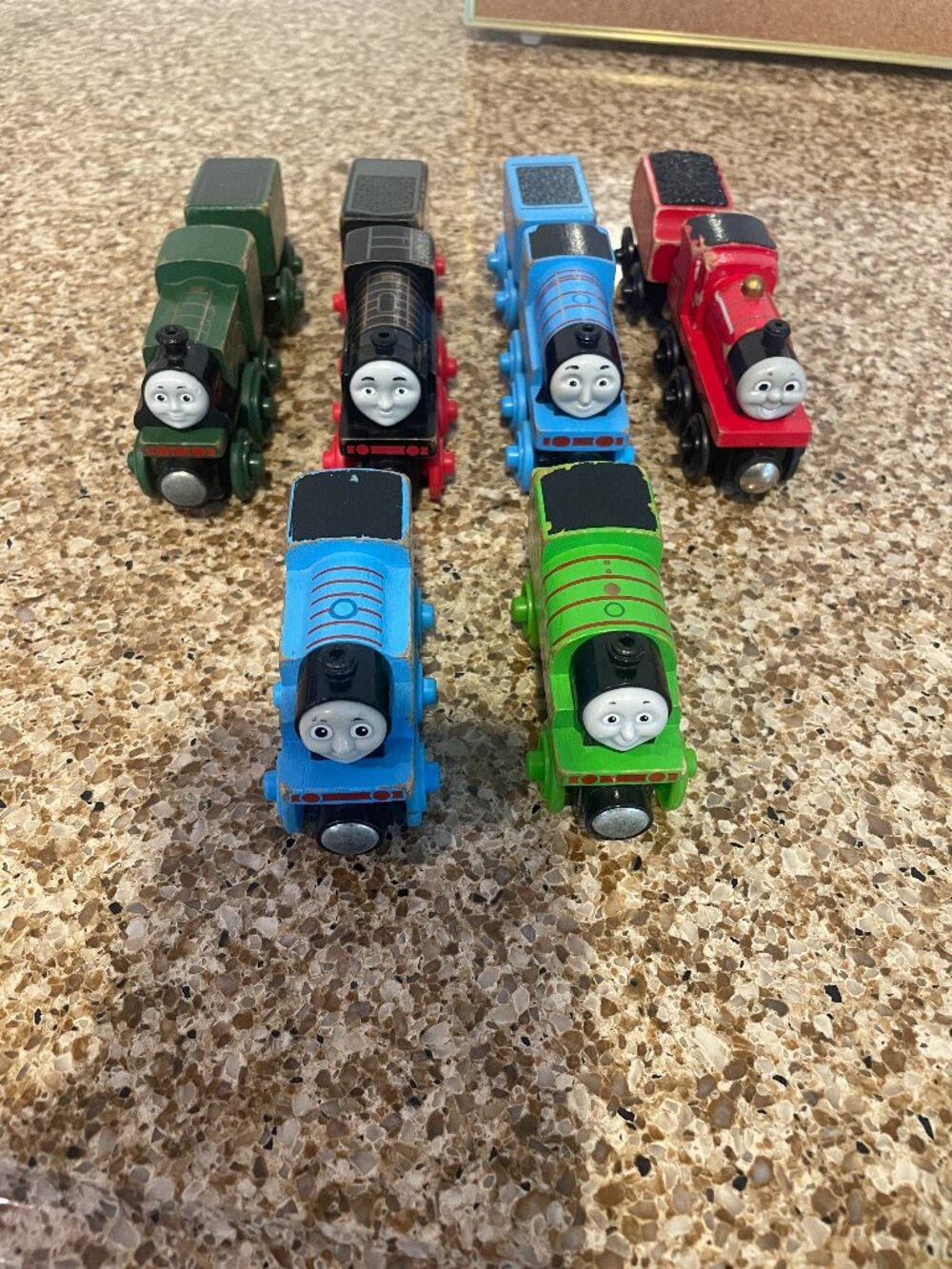 LOT of SIX Thomas Wooden Trains: Thomas, Percy, Gordon, James, Emily, Hiro